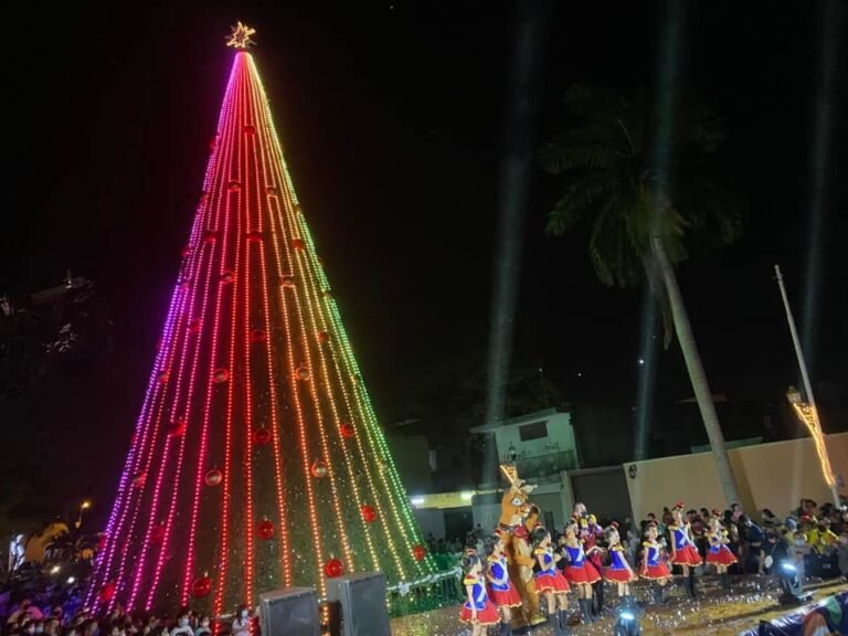 Encendido del árbol navideño en Paseo Montejo cautiva a decenas de meridanos