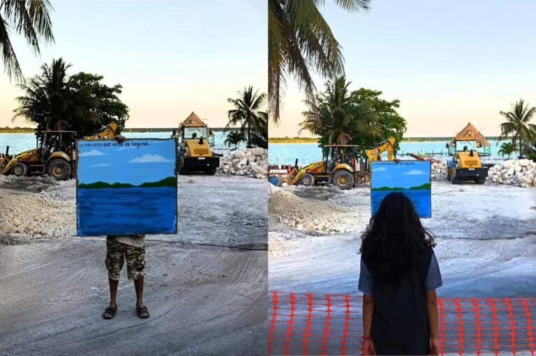 Protesta en Bacalar por las obras de la SEDENA que están destruyendo la laguna